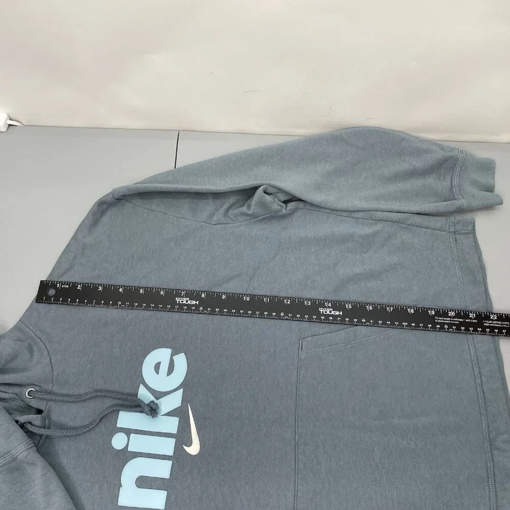 Nike Varsity Fleece Hoodie Sweatshirt Logo Graphic Swoosh Oversized Gray Women L